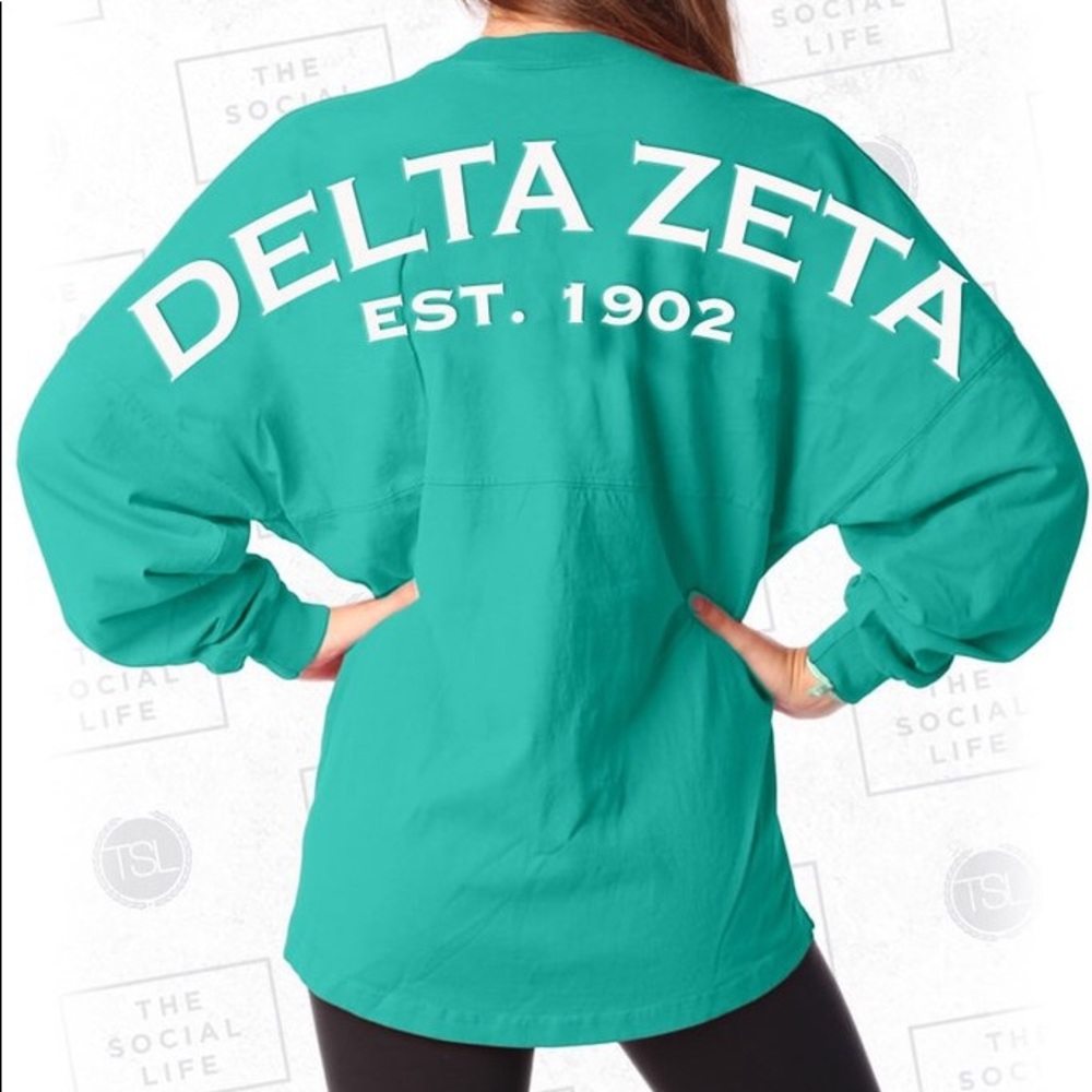 Delta Zeta turquoise spirit jersey